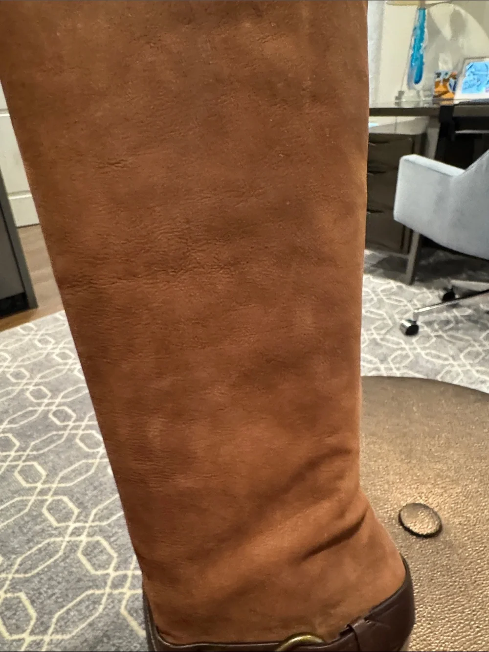 Brown Suede Over-the-Knee Boots with boot hangar included